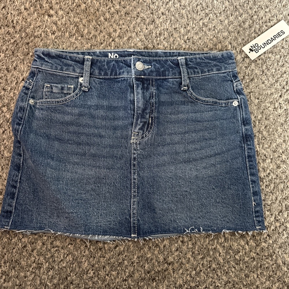 NB Jean Mini Skirt Size XXS 00 Raw Hem Medium Wash NWT